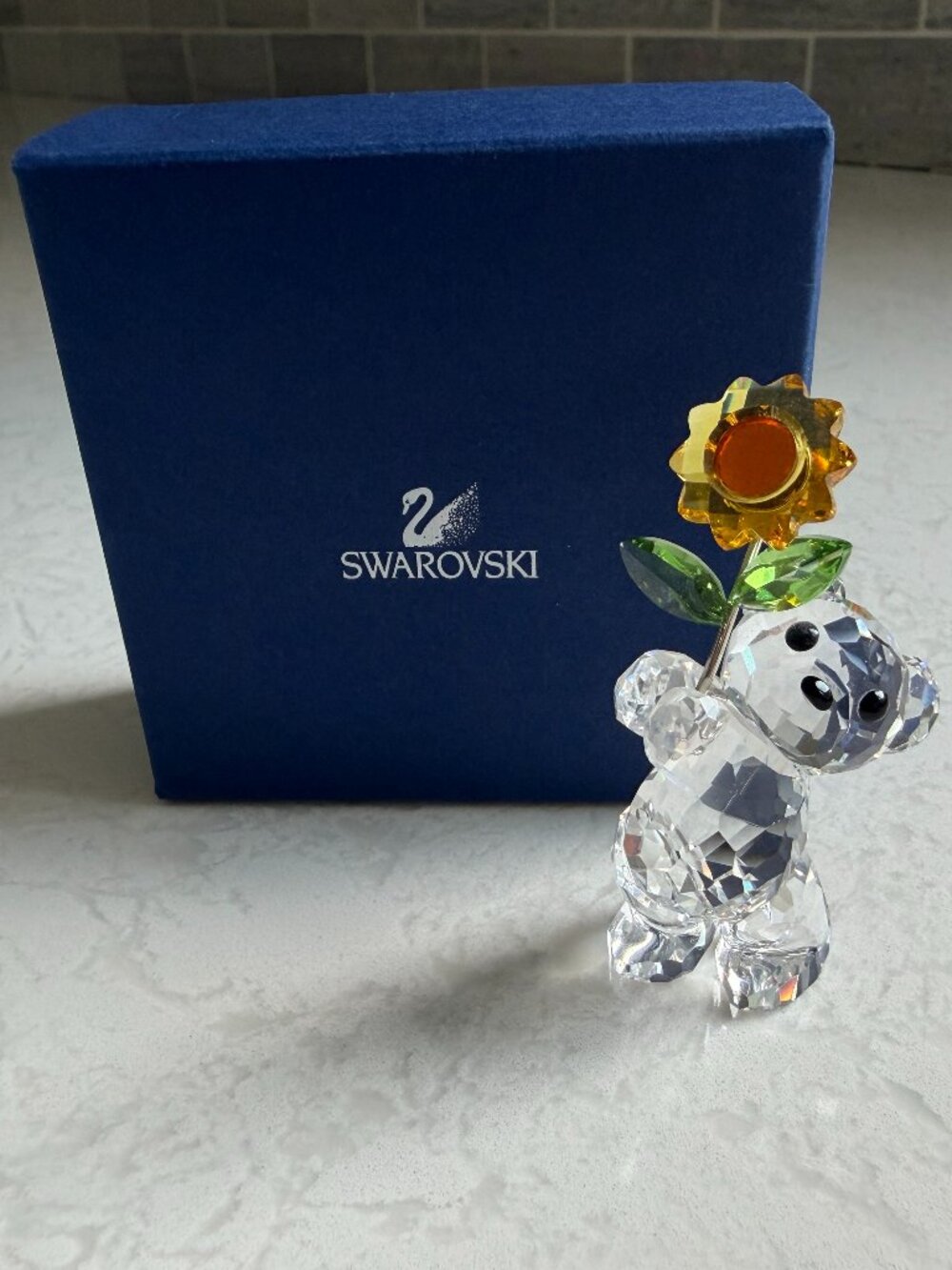 Swarovski Crystal Kris Bear with Sunflower Especially For You 842934 With Box